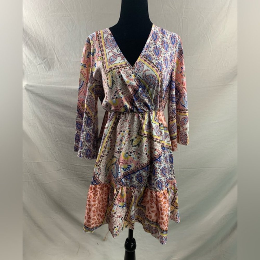 Scarf Print Flounce Sleeve Dress - Picture 6 of 6